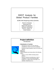 SWOT  Analysis  for Global  Product  Families