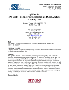 EM 600B – Engineering Economics and Cost Analysis – Spring 2009