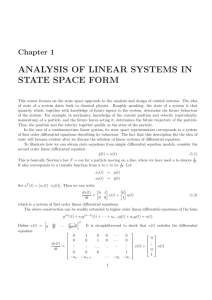 ANALYSIS OF LINEAR SYSTEMS IN STATE SPACE FORM Chapter 1