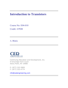 Introduction to Transistors  Course No: E04-010 Credit: 4 PDH