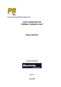 COST ESTIMATES FOR THERMAL PEAKING PLANT “FINAL REPORT”