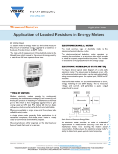 Application of Leaded Resistors in Energy Meters Wirewound Resistors Application Note