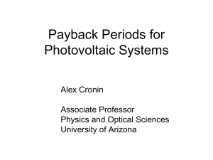 Payback Periods for Photovoltaic Systems Alex Cronin Associate Professor