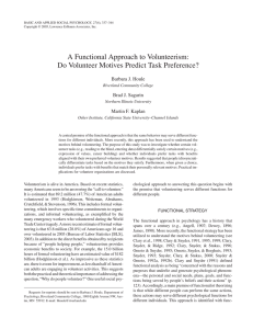 A Functional Approach to Volunteerism: Do Volunteer Motives Predict Task Preference?