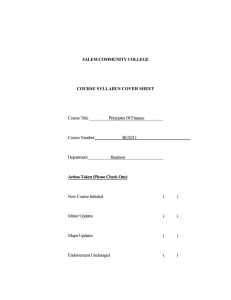 SALEM COMMUNITY COLLEGE COURSE SYLLABUS COVER SHEET Action Taken (Please Check One)