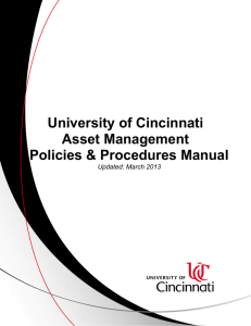 University of Cincinnati Asset Management Policies &amp; Procedures Manual