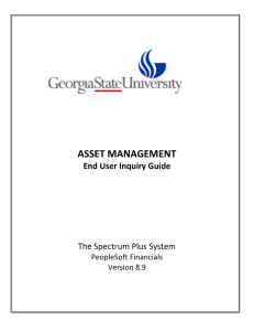 ASSET MANAGEMENT  End User Inquiry Guide  The Spectrum Plus System 