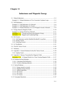 Chapter 11  Inductance and Magnetic Energy