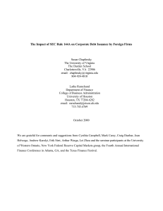 The Impact of SEC Rule 144A on Corporate Debt Issuance...