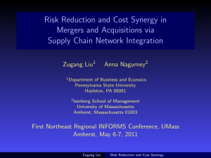 Risk Reduction and Cost Synergy in Mergers and Acquisitions via Zugang Liu