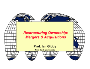 Restructuring Ownership: Mergers &amp; Acquisitions Prof. Ian Giddy New York University