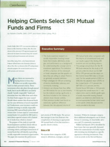 Helping Clients Select SRI Mutual Funds and Firms Contributions Executive Summary