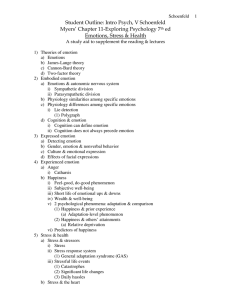 Student Outline: Intro Psych, V Schoenfeld Myers’ Chapter 11-Exploring Psychology 7 ed