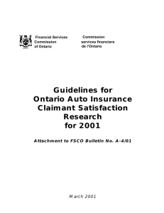 Guidelines for Ontario Auto Insurance Claimant Satisfaction Research