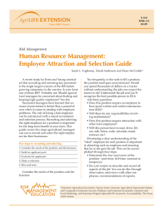 Human Resource Management: Employee Attraction and Selection Guide Risk Management