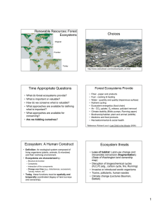 Choices Time Appropriate Questions Renewable Resources: Forest Ecosystems