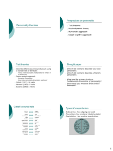Personality theories Perspectives on personality Trait theories Thought paper