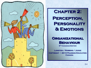 Chapter 2: Perception, Personality &amp; Emotions