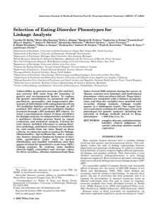 Selection of Eating-Disorder Phenotypes for Linkage Analysis