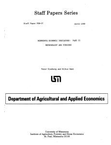 Staff Papers  Series Department  of Agricultural and Applied Economics