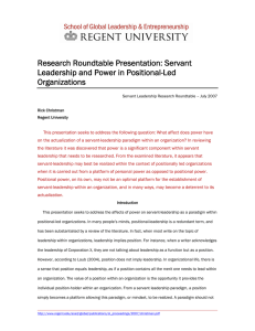 Research Roundtable Presentation: Servant Leadership and Power in Positional-Led Organizations