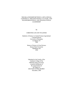 THE RELATIONSHIP BETWEEN A SITUATIONAL CONSTRUCT, ORGANIZATIONAL CULTURE, AND TRANSFORMATIONAL AND TRANSACTIONAL