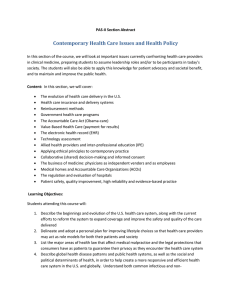 Contemporary Health Care Issues and Health Policy