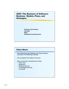 290T: The Business of Software: Business  Models, Plans, and Strategies Class News