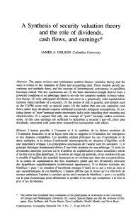 A Synthesis of security valuation theory and the role of dividends,