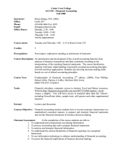 Cedar Crest College ACC101 - Financial Accounting Fall 2008 Instructor: