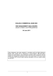 KHALEEJI COMMERCIAL BANK BSC  RISK MANAGEMENT DISCLOSURES 30 June 2011