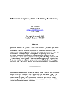 Determinants of Operating Costs of Multifamily Rental Housing