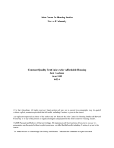 Constant Quality Rent Indexes for Affordable Housing Harvard University