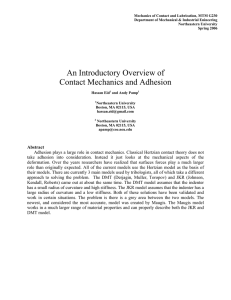 Mechanics of Contact and Lubrication, MTM G230 Northeastern University