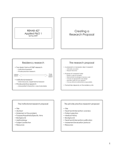 Creating a Research Proposal REHAB 427 Applied P&amp;O 1