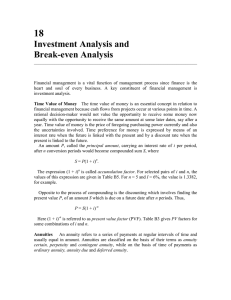 18 Investment Analysis and Break-even Analysis