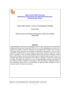 SHSU Economics &amp; Intl. Business Working Paper No. SHSU_ECO_WP08-04 October 2008