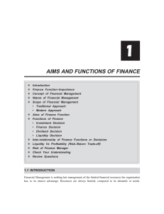 1 AIMS AND FUNCTIONS OF FINANCE