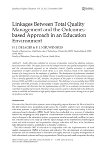 Linkages Between Total Quality Management and the Outcomes- Environment