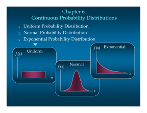 Chapter 6 Continuous Probability Distributions Uniform Probability Distribution Normal Probability Distribution
