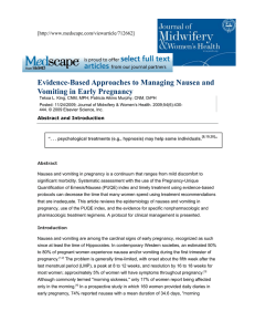 Evidence-Based Approaches to Managing Nausea and Vomiting in Early Pregnancy [