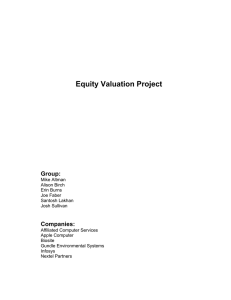 Equity Valuation Project Group: Companies: