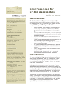 Best Practices for Bridge Approaches tech transfer summary Objective and Scope