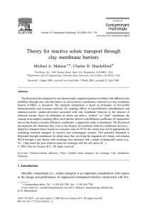Theory for reactive solute transport through clay membrane barriers Michael A. Malusis