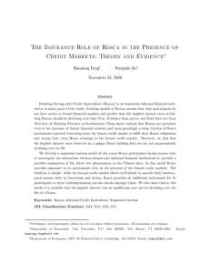 The Insurance Role of Rosca in the Presence of ∗ Hanming Fang