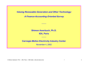 ____  Valuing Renewable Generation and Other Technology: A Finance-Accounting Oriented Survey