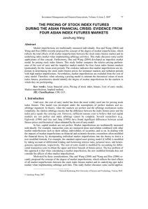 THE PRICING OF STOCK INDEX FUTURES FOUR ASIAN INDEX FUTURES MARKETS