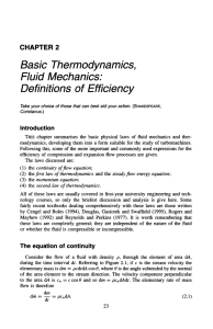 Basic  Thermodynamics, Fluid Mechanics: Definitions of  Efficiency Introduction