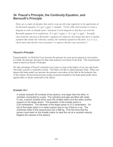 34  Pascal’s Principle, the Continuity Equation, and Bernoulli’s Principle