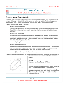 PV Newsletter  Pressure Vessel Design Criteria